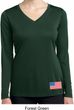 US Flag Bottom Print Ladies Dry Wicking Long Sleeve Shirt