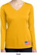 US Flag Bottom Print Ladies Dry Wicking Long Sleeve Shirt
