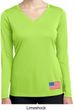 US Flag Bottom Print Ladies Dry Wicking Long Sleeve Shirt