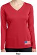 US Flag Bottom Print Ladies Dry Wicking Long Sleeve Shirt