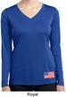 US Flag Bottom Print Ladies Dry Wicking Long Sleeve Shirt