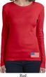US Flag Bottom Print Ladies Long Sleeve Shirt