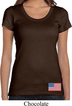 US Flag Bottom Print Ladies Scoop Neck Shirt