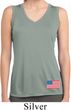 US Flag Bottom Print Ladies Sleeveless Moisture Wicking Shirt