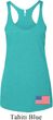 US Flag Bottom Print Ladies Tri Blend Racerback Tank Top