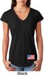 US Flag Bottom Print Ladies Tri Blend V-Neck Shirt