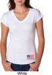 US Flag Bottom Print Ladies Tri Blend V-Neck Shirt