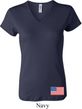US Flag Bottom Print Ladies V-neck Shirt