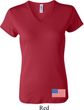 US Flag Bottom Print Ladies V-neck Shirt