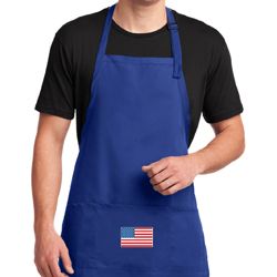 US Flag Pocket Print Full Length Apron with Pockets