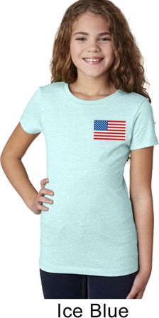 US Flag Pocket Print Girls Shirt