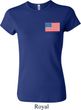 US Flag Pocket Print Ladies Crewneck Shirt
