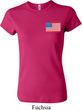 US Flag Pocket Print Ladies Crewneck Shirt