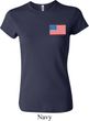 US Flag Pocket Print Ladies Crewneck Shirt