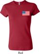 US Flag Pocket Print Ladies Crewneck Shirt