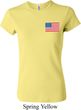US Flag Pocket Print Ladies Crewneck Shirt