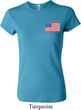 US Flag Pocket Print Ladies Crewneck Shirt