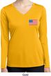 US Flag Pocket Print Ladies Dry Wicking Long Sleeve Shirt