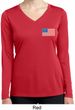 US Flag Pocket Print Ladies Dry Wicking Long Sleeve Shirt