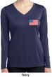 US Flag Pocket Print Ladies Dry Wicking Long Sleeve Shirt