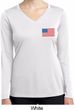 US Flag Pocket Print Ladies Dry Wicking Long Sleeve Shirt