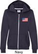 US Flag Pocket Print Ladies Full Zip Hoodie