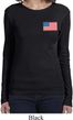 US Flag Pocket Print Ladies Long Sleeve Shirt