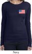 US Flag Pocket Print Ladies Long Sleeve Shirt