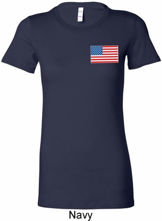 US Flag Pocket Print Ladies Longer Length Shirt