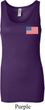 US Flag Pocket Print Ladies Longer Length Tank Top
