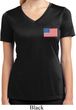US Flag Pocket Print Ladies Moisture Wicking V-neck Shirt