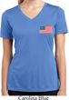 US Flag Pocket Print Ladies Moisture Wicking V-neck Shirt