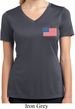US Flag Pocket Print Ladies Moisture Wicking V-neck Shirt
