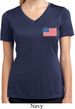 US Flag Pocket Print Ladies Moisture Wicking V-neck Shirt