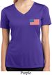 US Flag Pocket Print Ladies Moisture Wicking V-neck Shirt