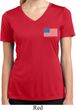 US Flag Pocket Print Ladies Moisture Wicking V-neck Shirt