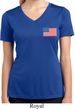 US Flag Pocket Print Ladies Moisture Wicking V-neck Shirt