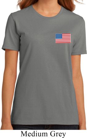 US Flag Pocket Print Ladies Organic Shirt