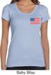 US Flag Pocket Print Ladies Scoop Neck Shirt