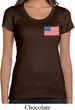 US Flag Pocket Print Ladies Scoop Neck Shirt