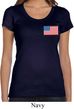 US Flag Pocket Print Ladies Scoop Neck Shirt