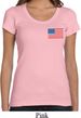 US Flag Pocket Print Ladies Scoop Neck Shirt
