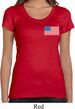 US Flag Pocket Print Ladies Scoop Neck Shirt