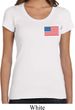 US Flag Pocket Print Ladies Scoop Neck Shirt