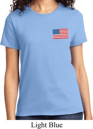 US Flag Pocket Print Ladies Shirt