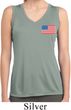 US Flag Pocket Print Ladies Sleeveless Moisture Wicking Shirt