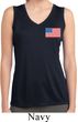 US Flag Pocket Print Ladies Sleeveless Moisture Wicking Shirt