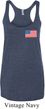 US Flag Pocket Print Ladies Tri Blend Racerback Tank Top