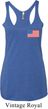 US Flag Pocket Print Ladies Tri Blend Racerback Tank Top