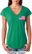 US Flag Pocket Print Ladies Tri Blend V-Neck Shirt